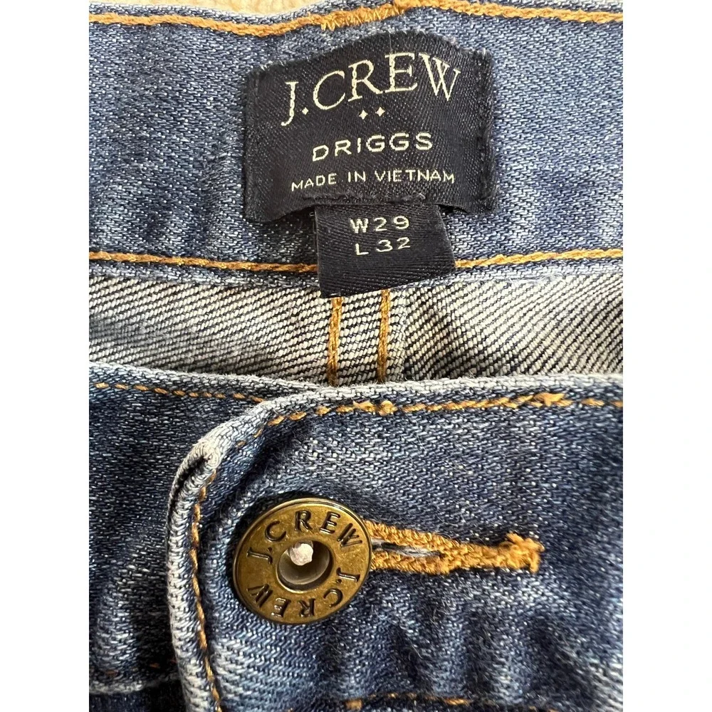 J Crew Driggs Slim Fit Jeans Mens 29x32‎ Blue Denim Distressed Pockets